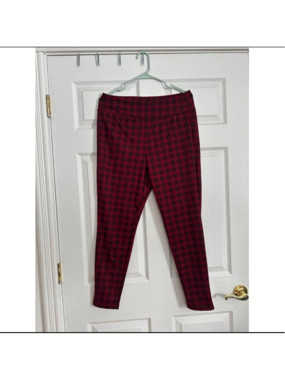 Gap Sz L Plaid Red Women's Ponte Pants/Leggings